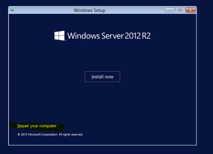 Windows update boot looping a 2012R2 Server EtherTech